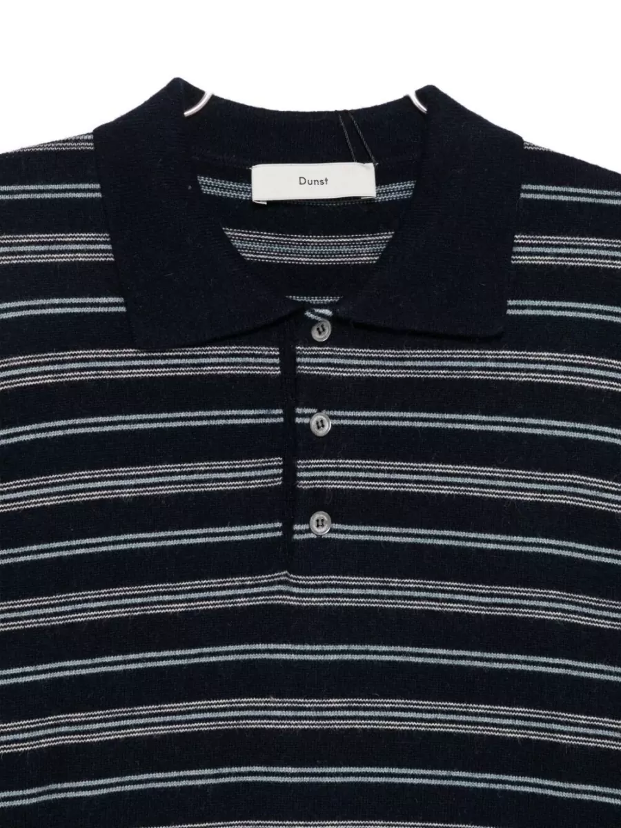 Dunst Striped Wool Long-Sleeve Polo Jumper