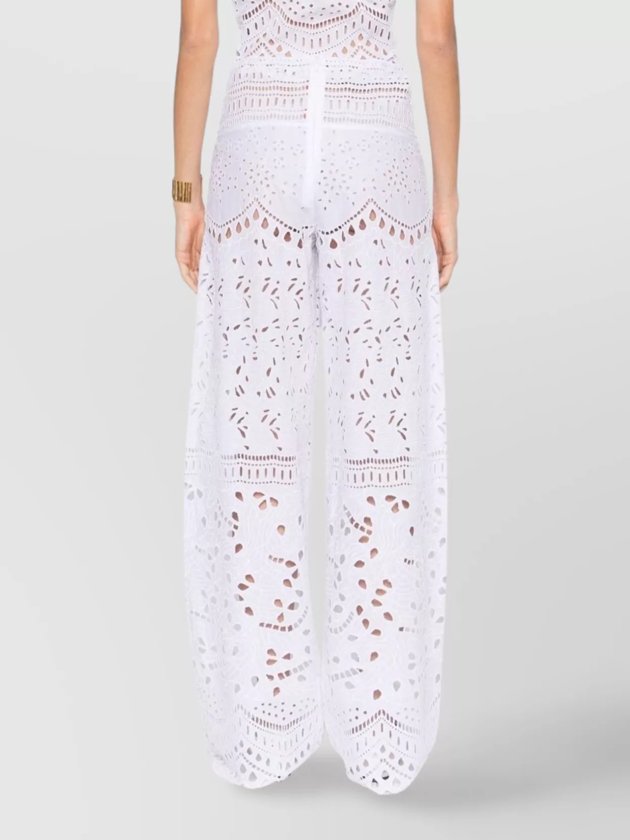 Ermanno Scervino Wide Leg Lace Trousers With Sheer Crochet Detailing