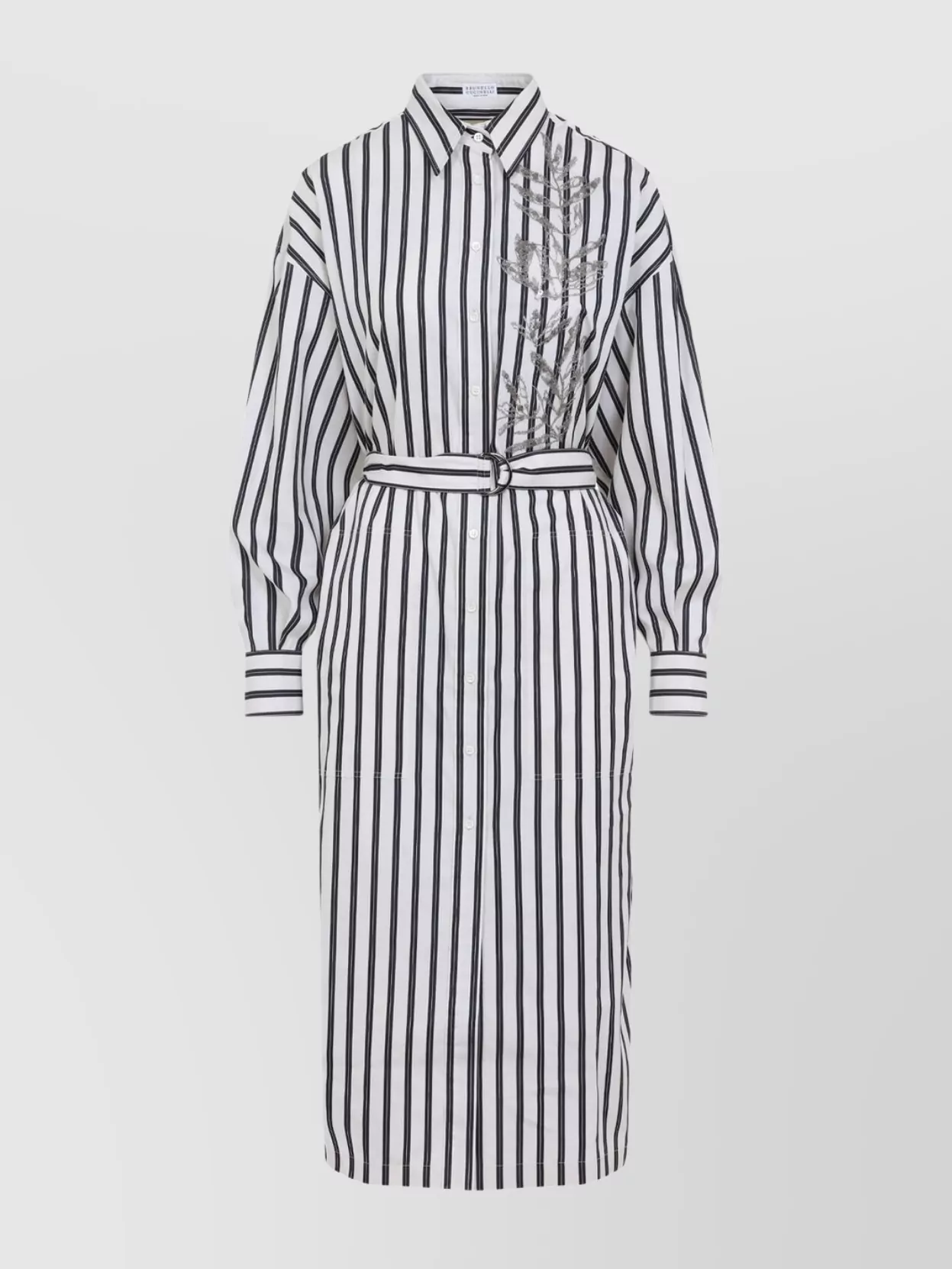 Brunello Cucinelli Striped Cotton Midi Dress