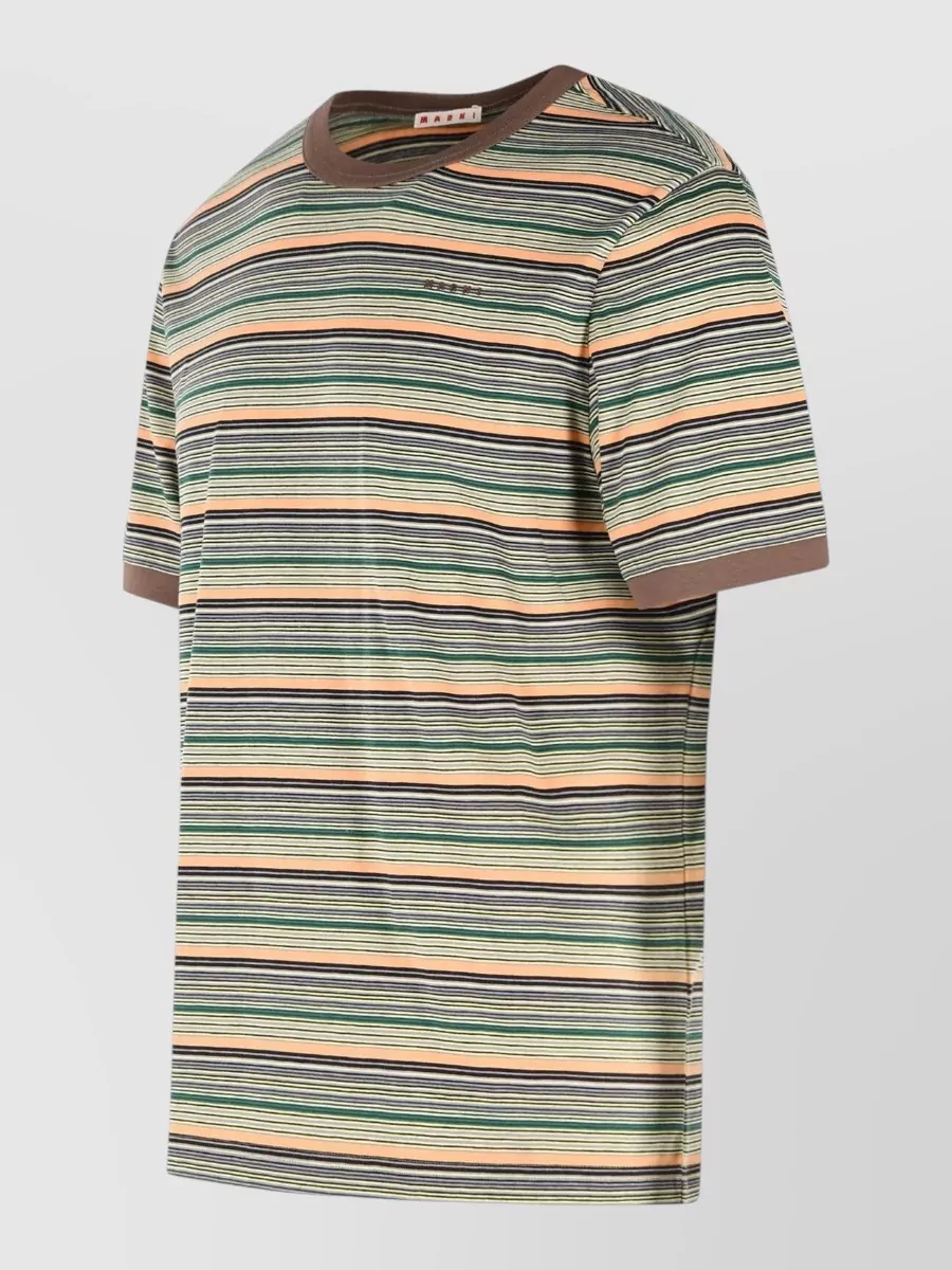 Marni Striped Cotton Crew Neck Short Sleeve T Shirt