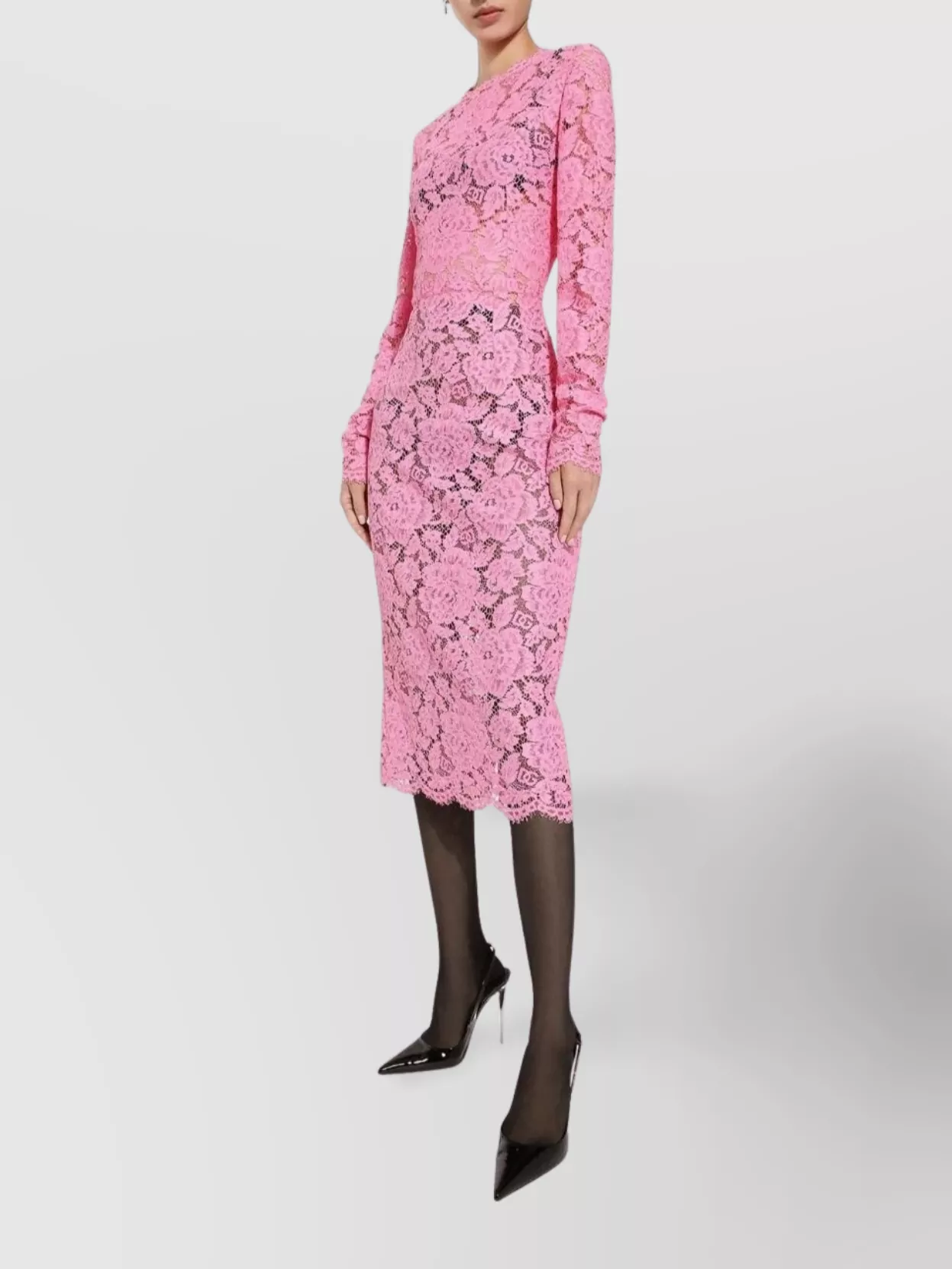Dolce&Gabbana Sheath Dress With Floral Lace Overlay