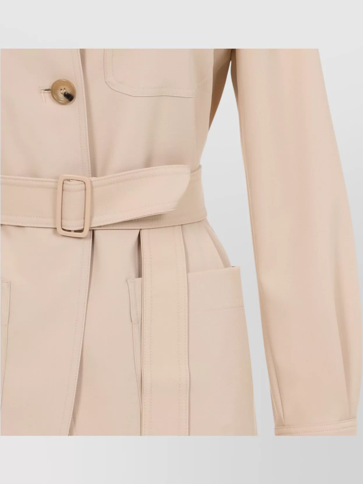Max Mara Wool Belted Puffed Sleeve Jacket