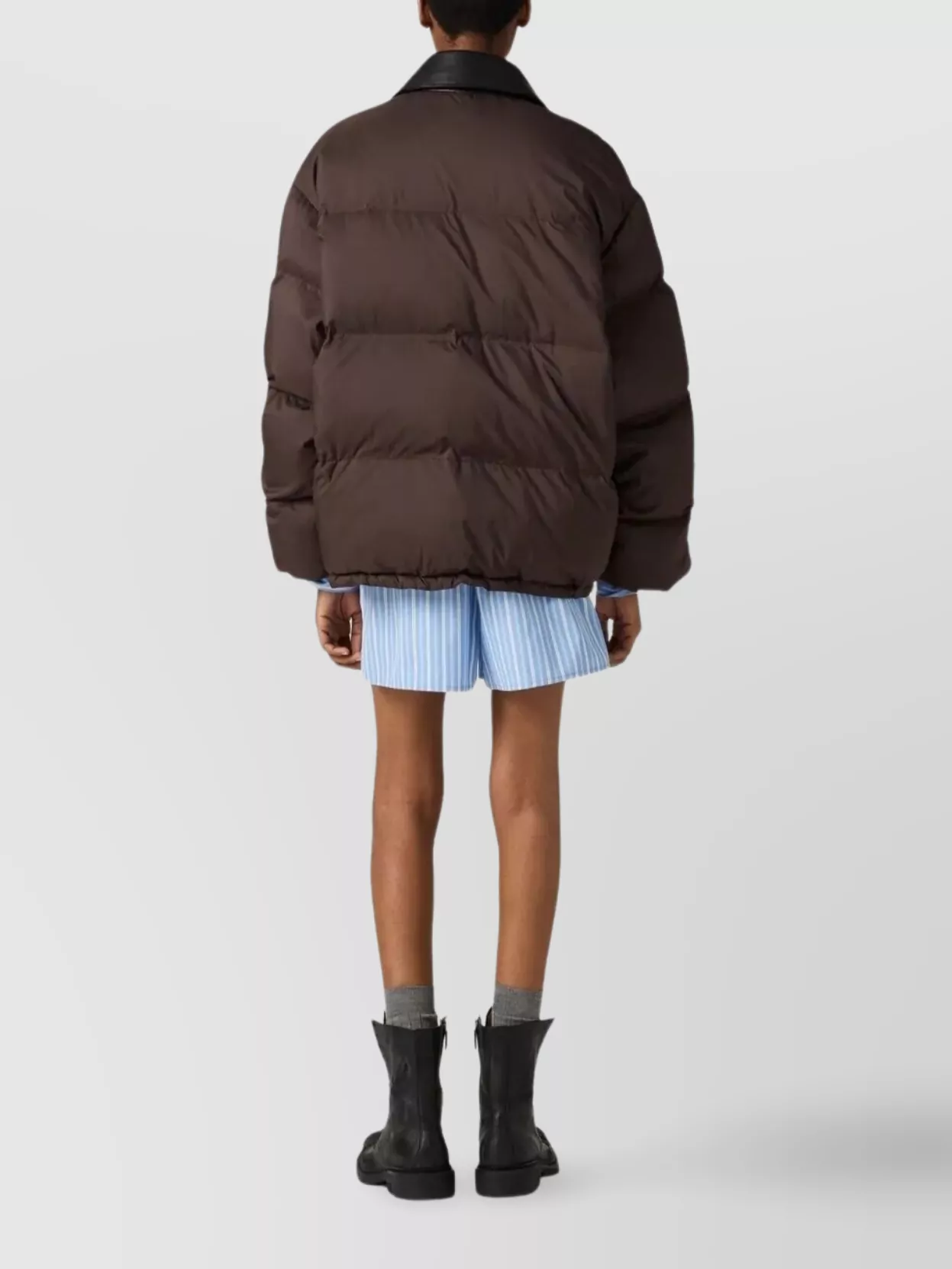 Miu Miu Puffer Jacket Leather Collar