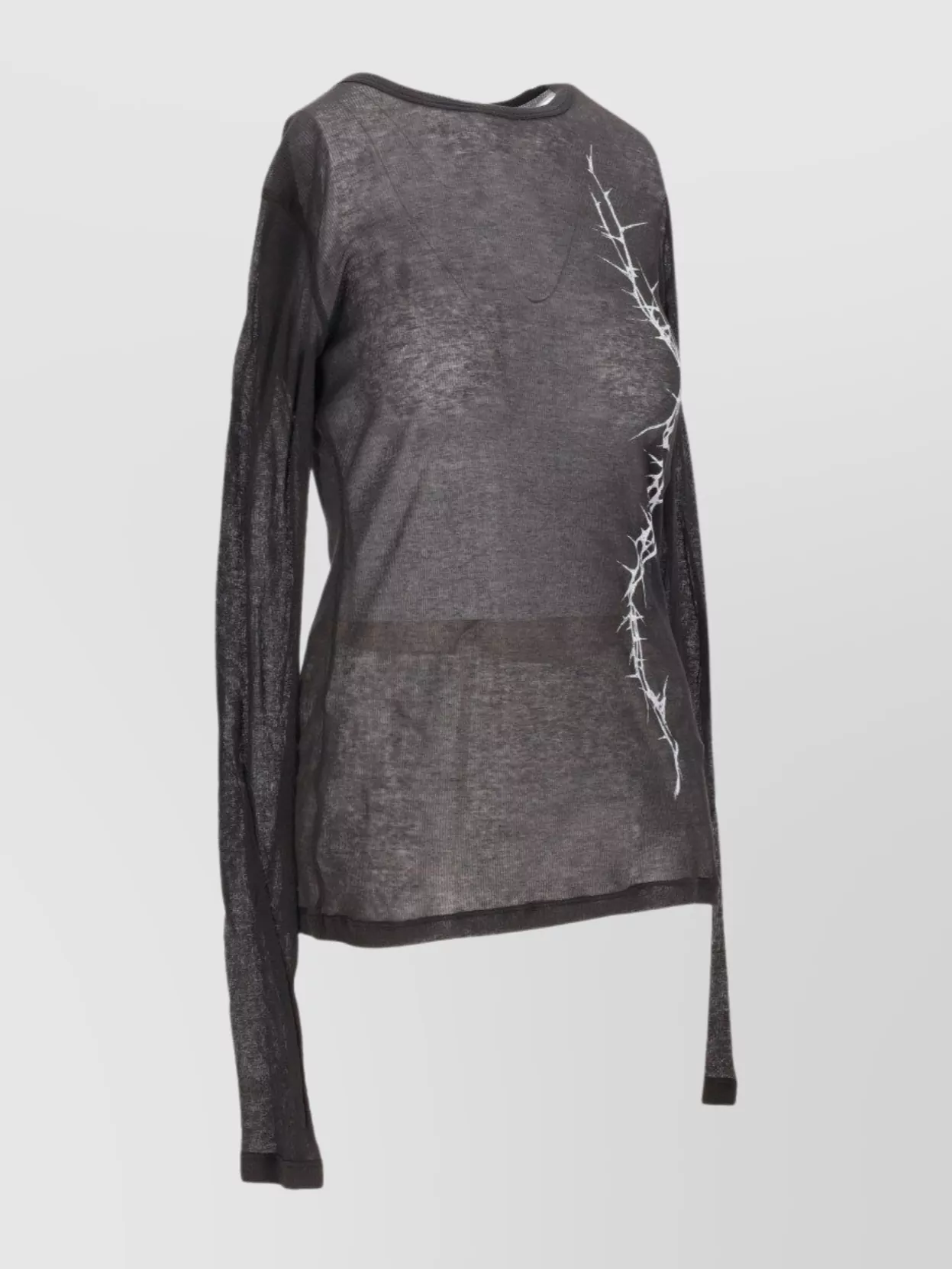 Shop Ann Demeulemeester Slim Fit Long Sleeve T-shirt "thorns" Print