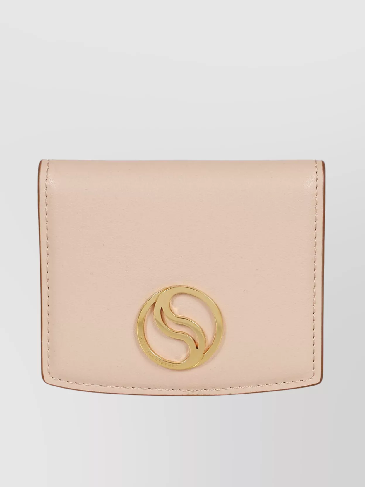 Shop Stella Mccartney Logo Detail Snap-fastening Card Holder In Beige