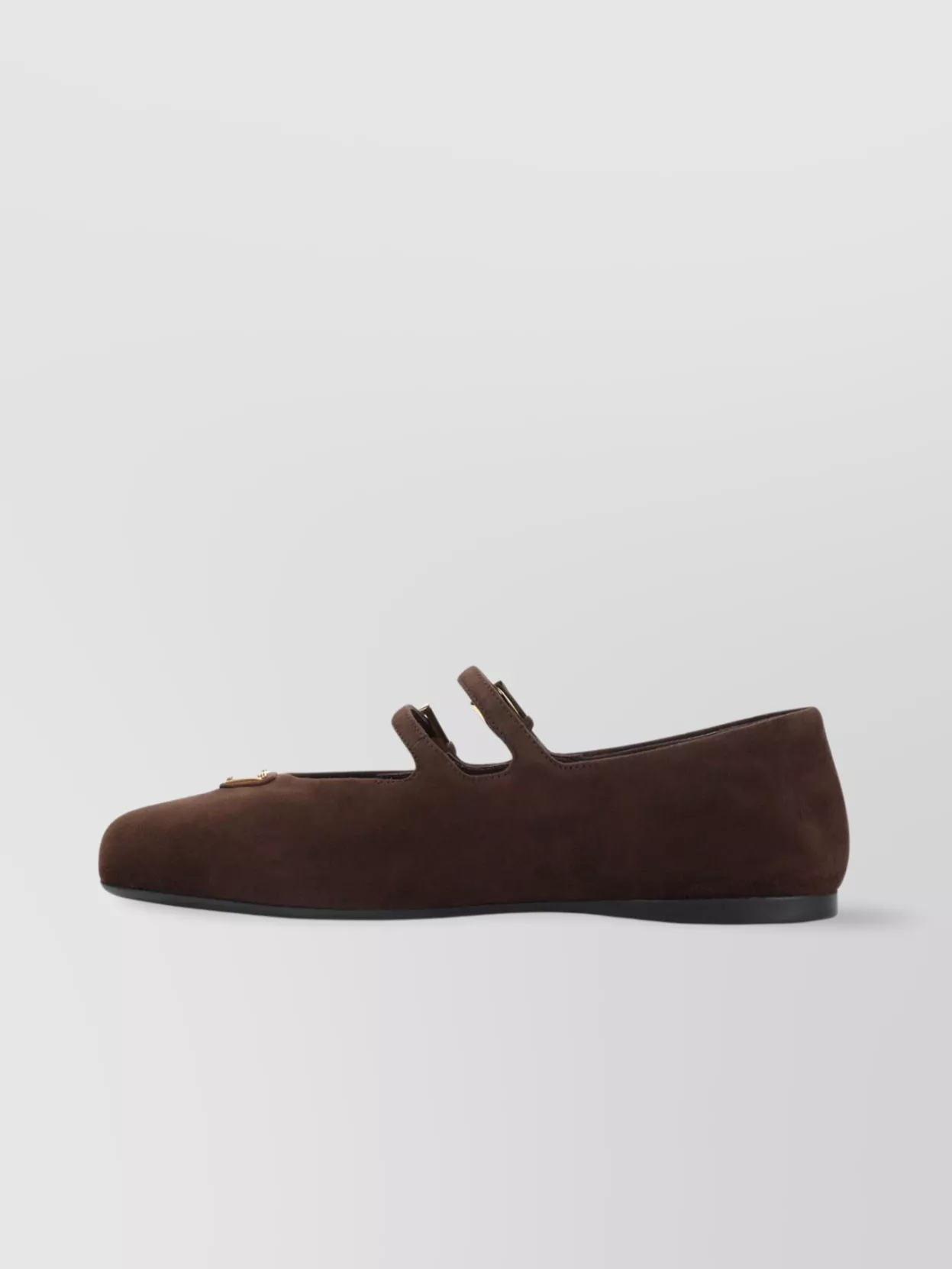 Prada Suede Leather Ballerinas Gold Buckles
