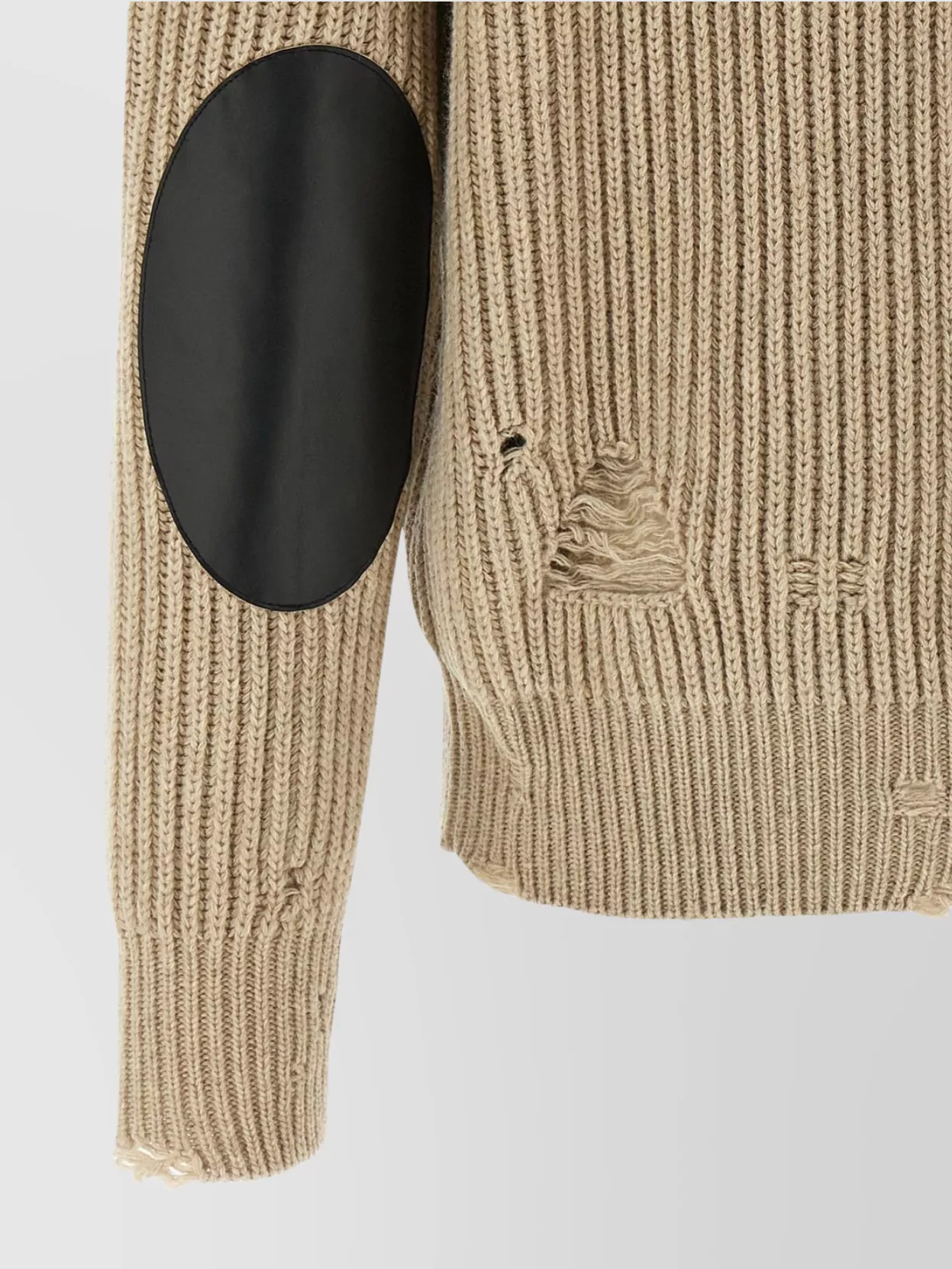Mm6 Maison Margiela Distressed Wool Cardigan With Ribbed High Collar