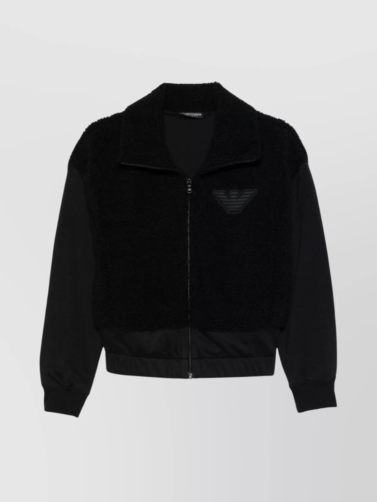 Emporio Armani Logo Zippered High Collar Sweatshirt With Slip Pockets