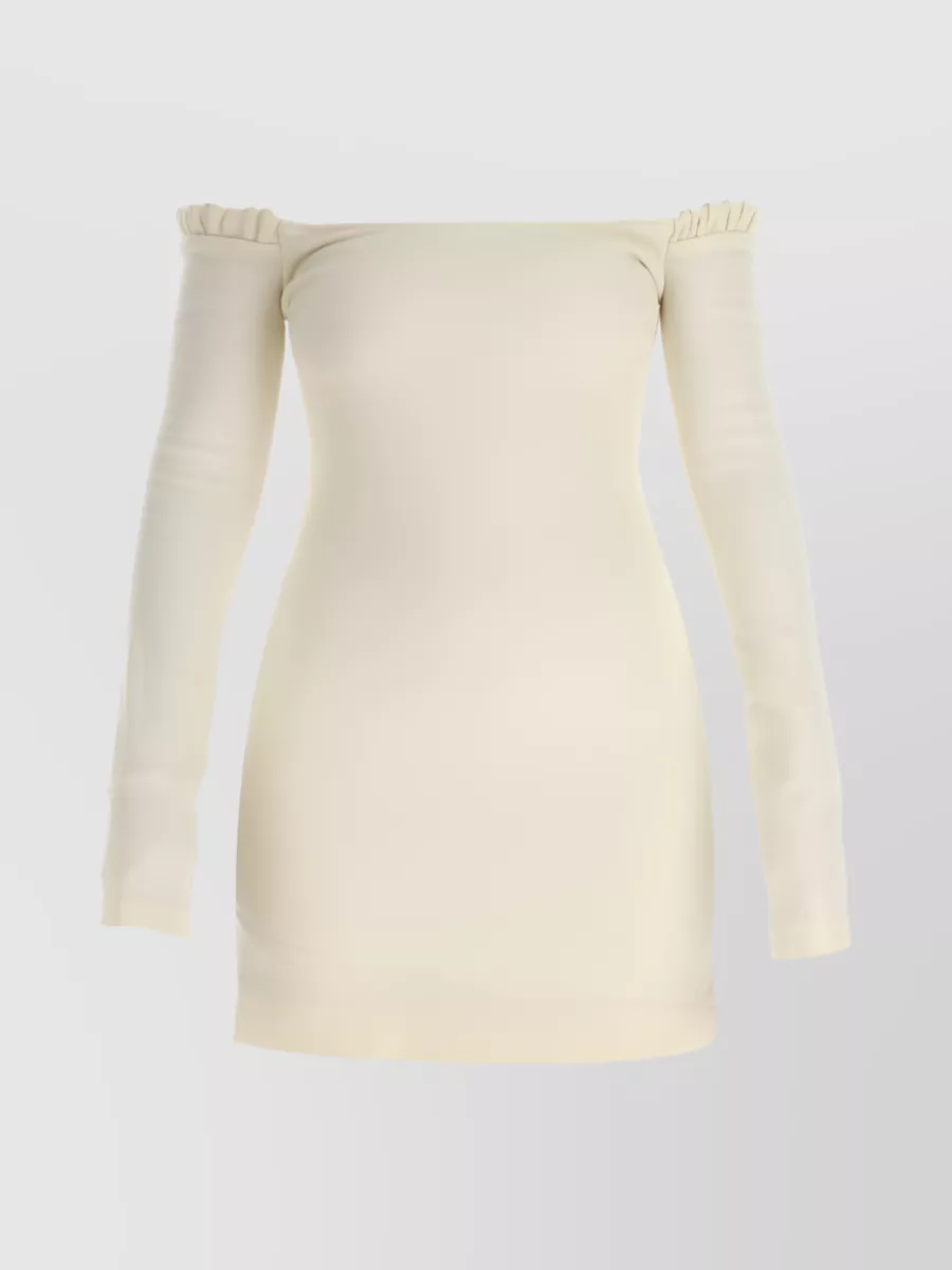 Shop Khaite Octavia Octavia's Woolen Off-shoulder Dress In Cream