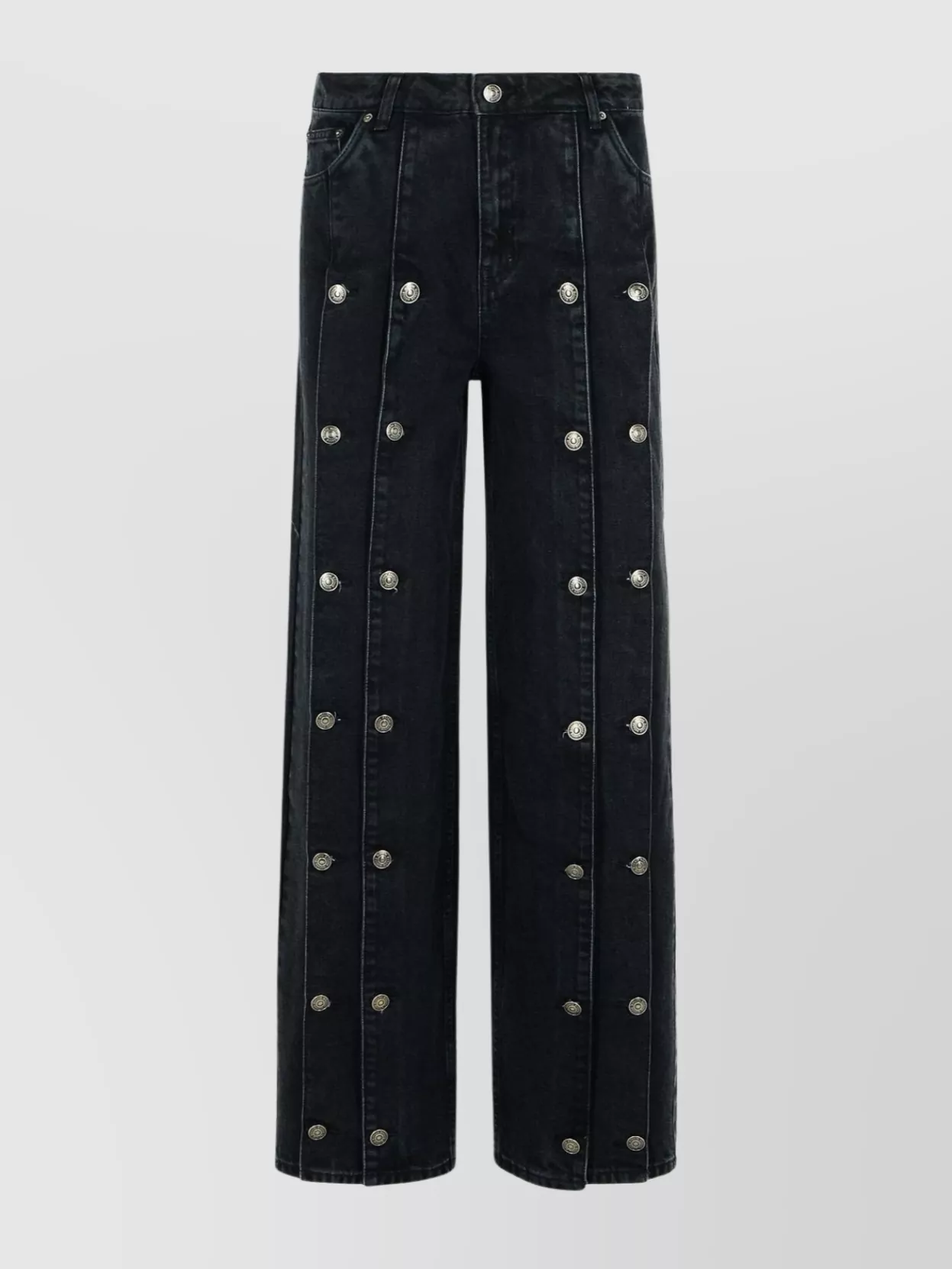 Rotate Birger Christensen Dizie Wide Leg Cotton Blend Trousers In Black