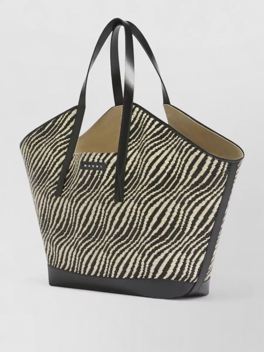 Marni Zebra Pattern Tote Bag Dual Handles Leather
