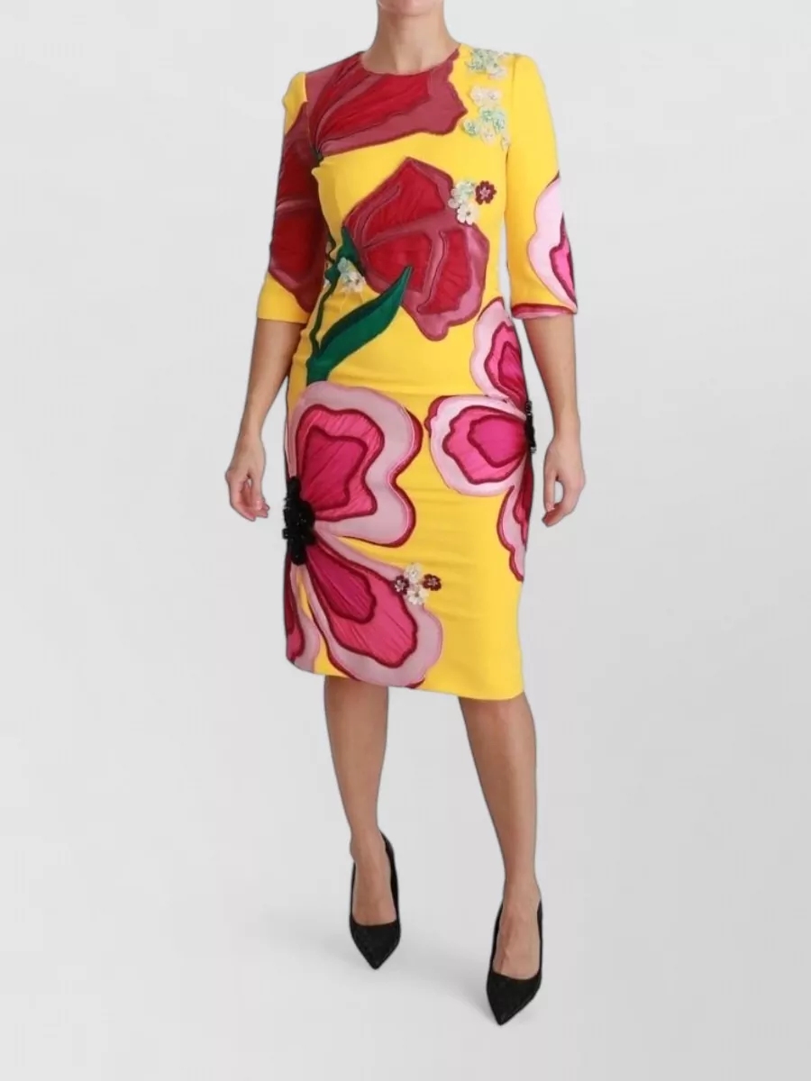 Dolce&Gabbana silk floral crystal-embellished knee-length dress