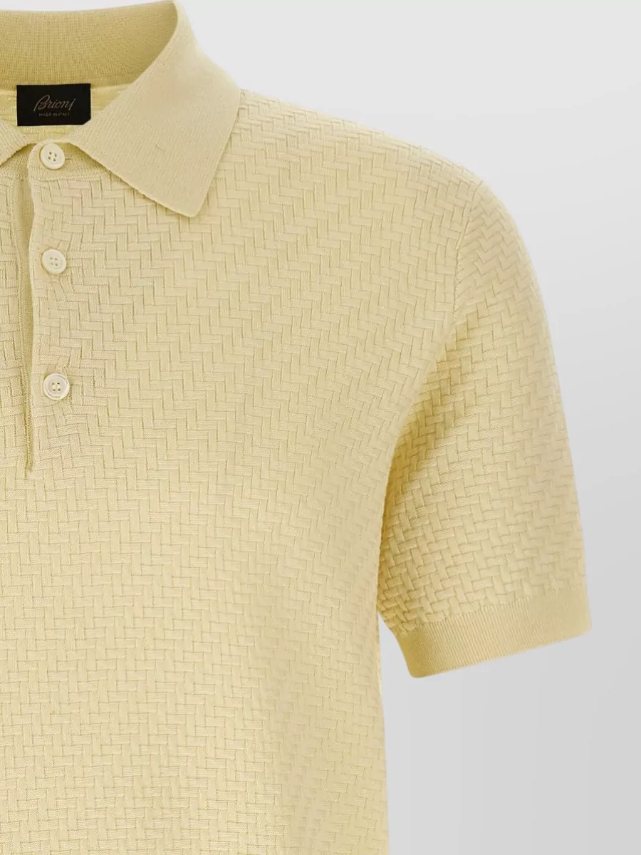 Brioni Textured Polo Shirt Short Sleeves Ribbed Finish