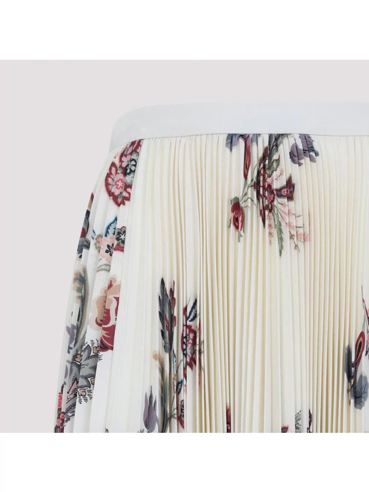 Etro Pleated Floral-print Skirt In White