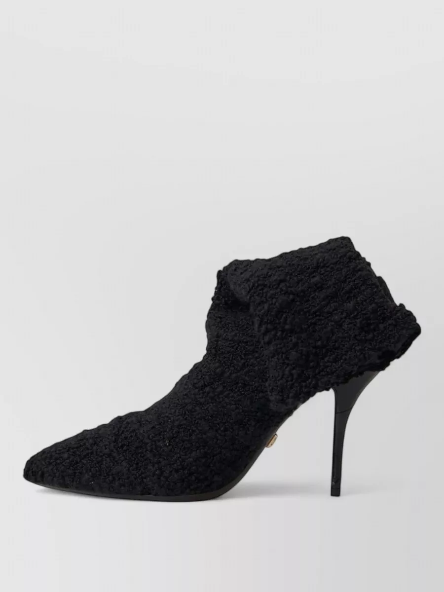 Dolce&Gabbana Bouclé Mid Calf Stiletto Boots