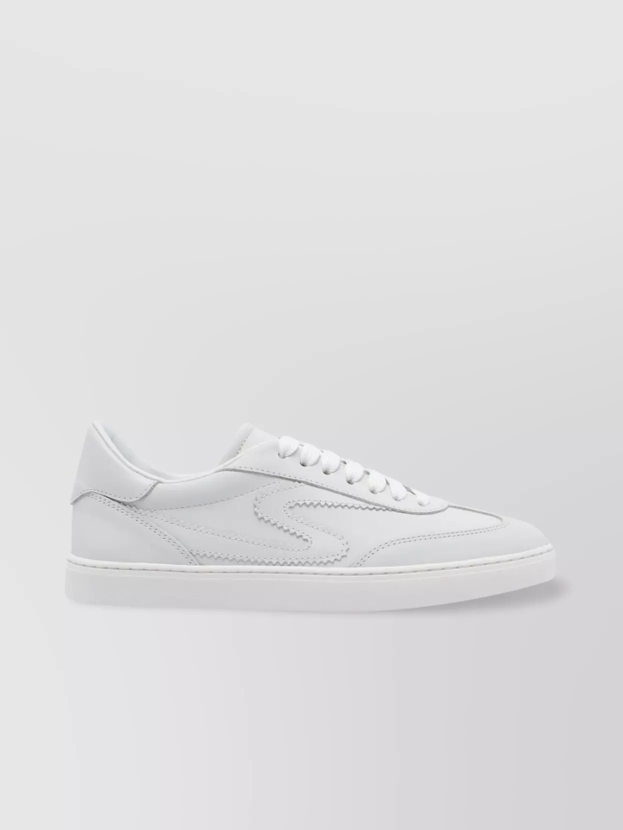Stuart Weitzman Round Toe Leather Sneakers With Perforated Upper