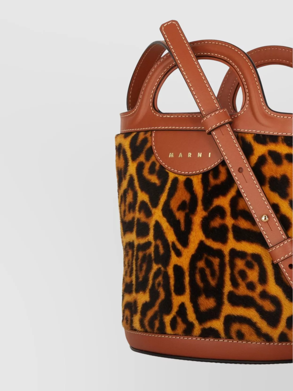 Marni Shearling Bucket Bag Leopard Print