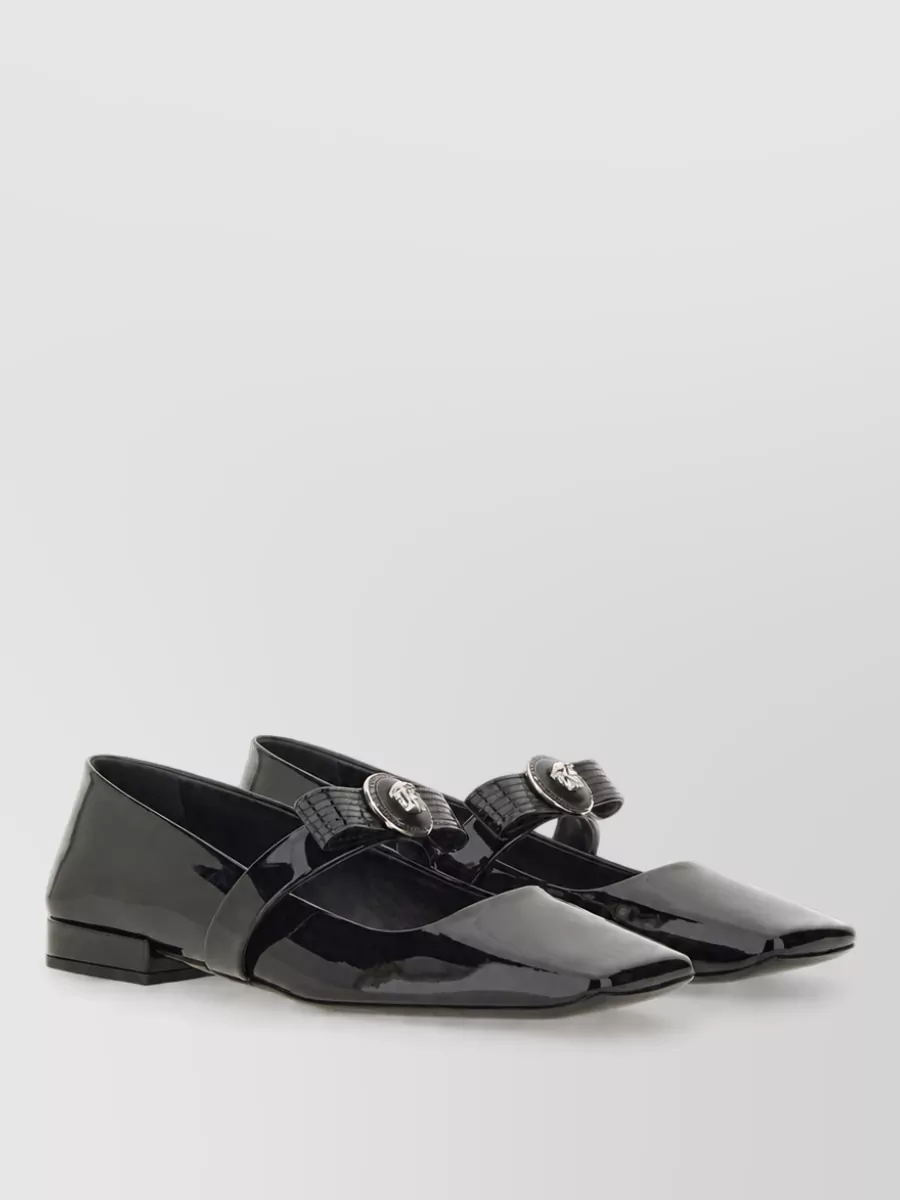 Versace Patent Leather Studded Ballerina Shoes