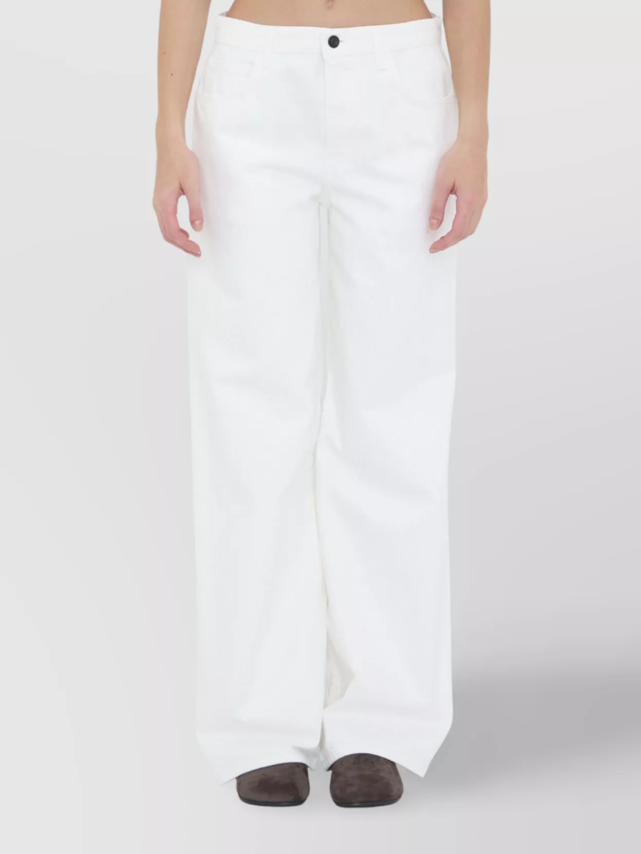 The Row Cotton Wide-leg Jeans Featuring Pockets In White
