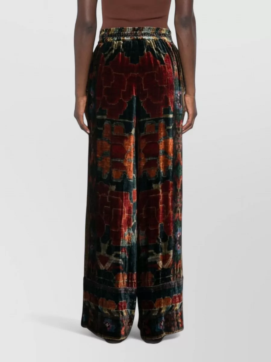 Pierre Louise Mascia Silk Printed Wide-Leg Trousers