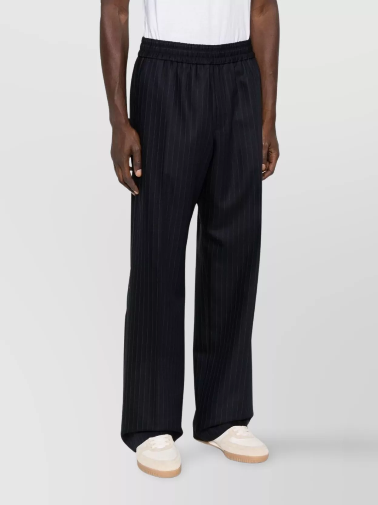 Golden Goose Wide Leg Trousers With Pinstripes And Pockets