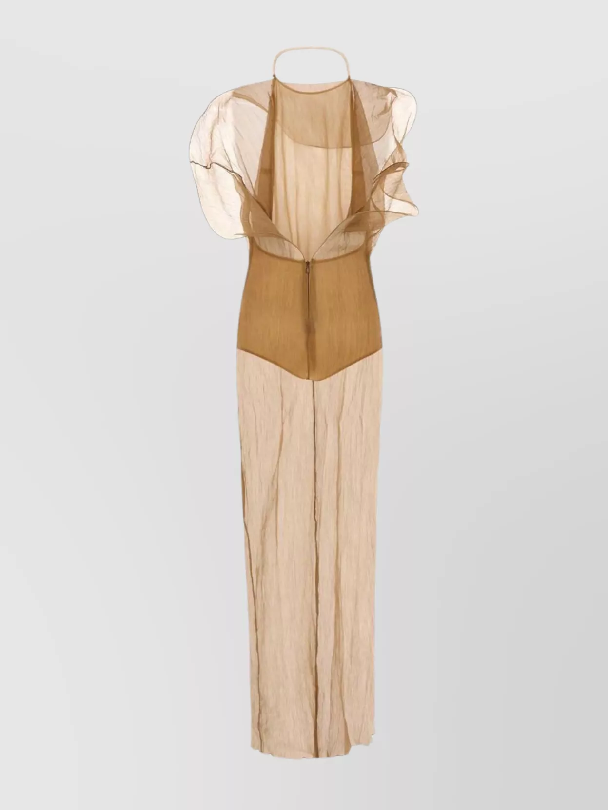 Magda Butrym Halter Neck Maxi Dress With Sheer Ruffles In Multi