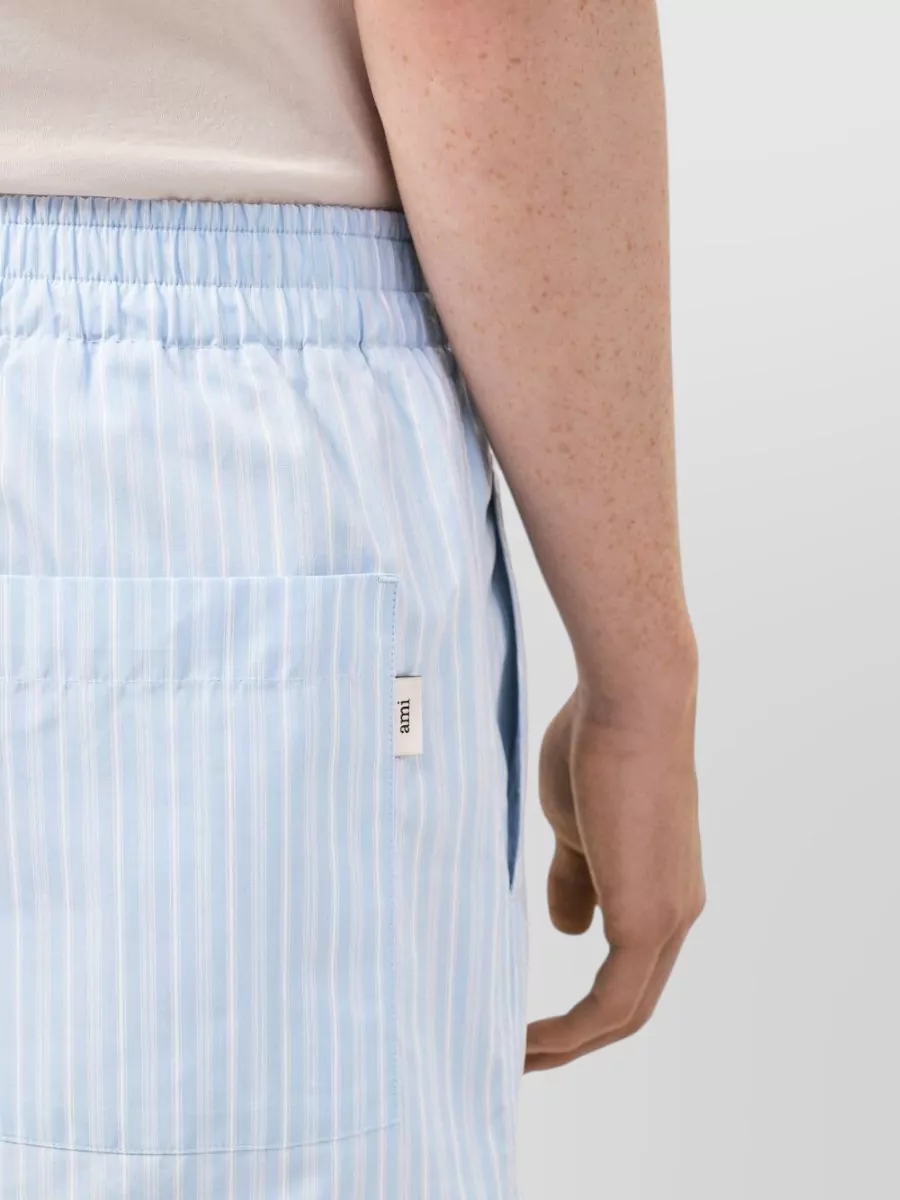 Ami Paris Striped Cotton Chino Shorts