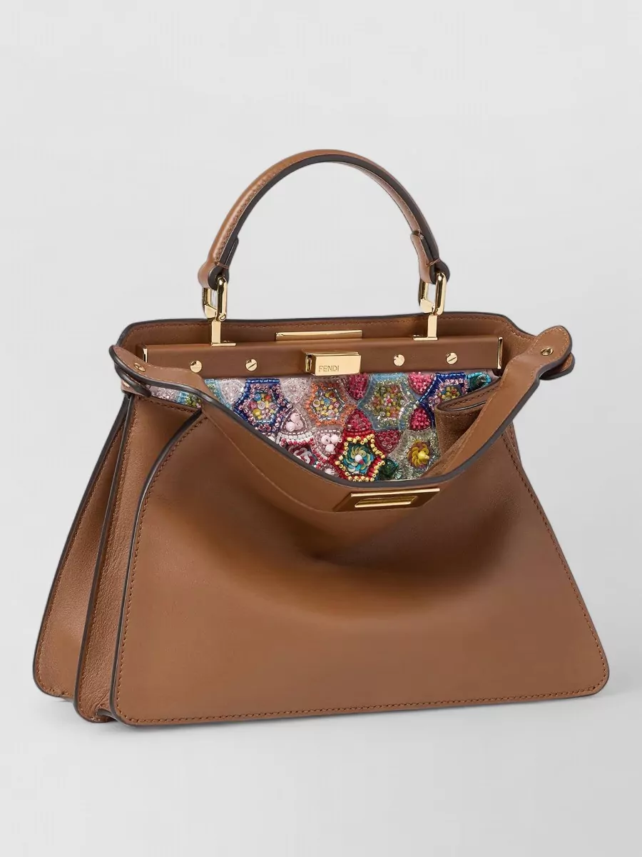 Fendi Peekaboo Calfskin Leather Tote Bag