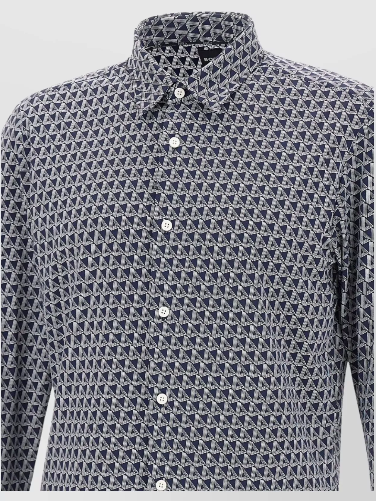 Hugo Boss "p-roan" Geometric Pattern Shirt In Gray