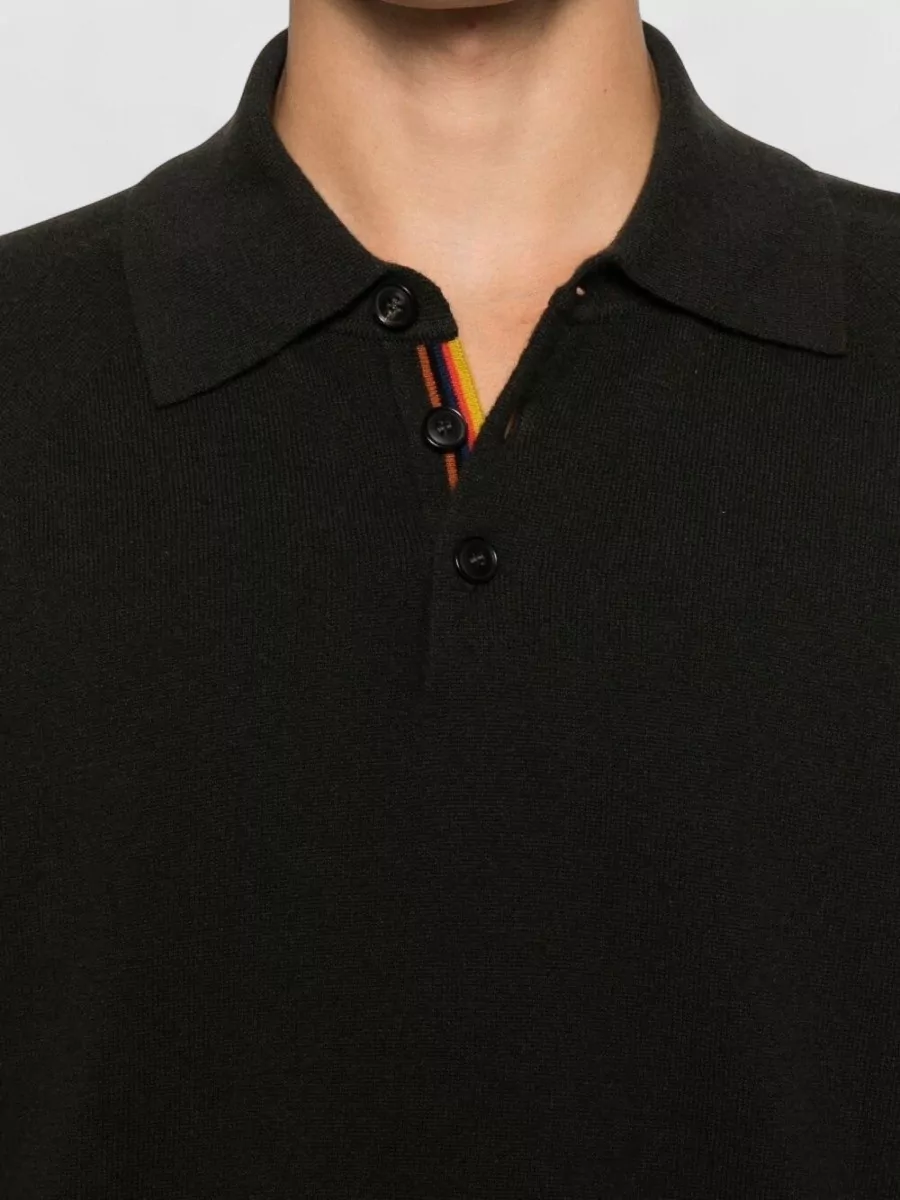 Paul Smith Fine Knit Long Sleeve Polo Sweater