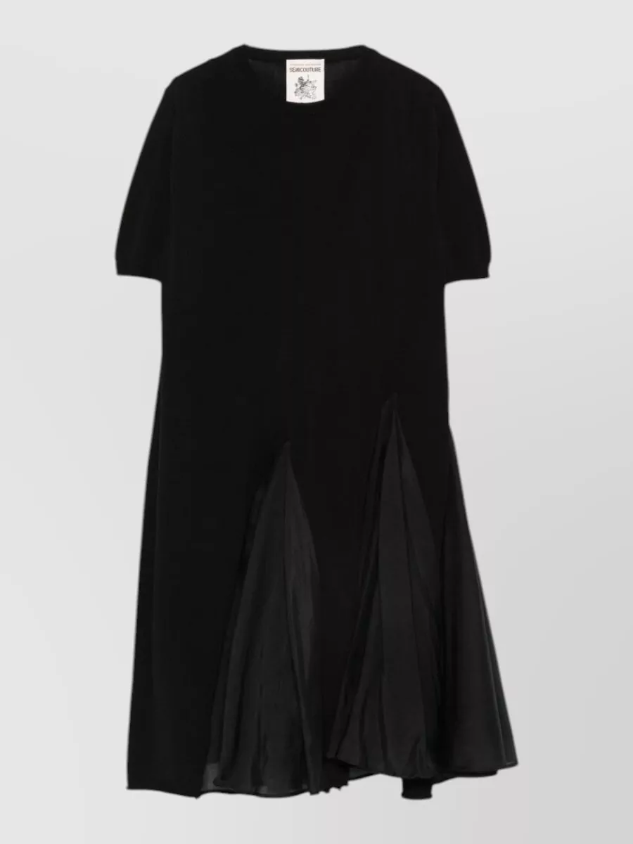 Semicouture Cotton And Silk Panelled Pleated Mini Dress