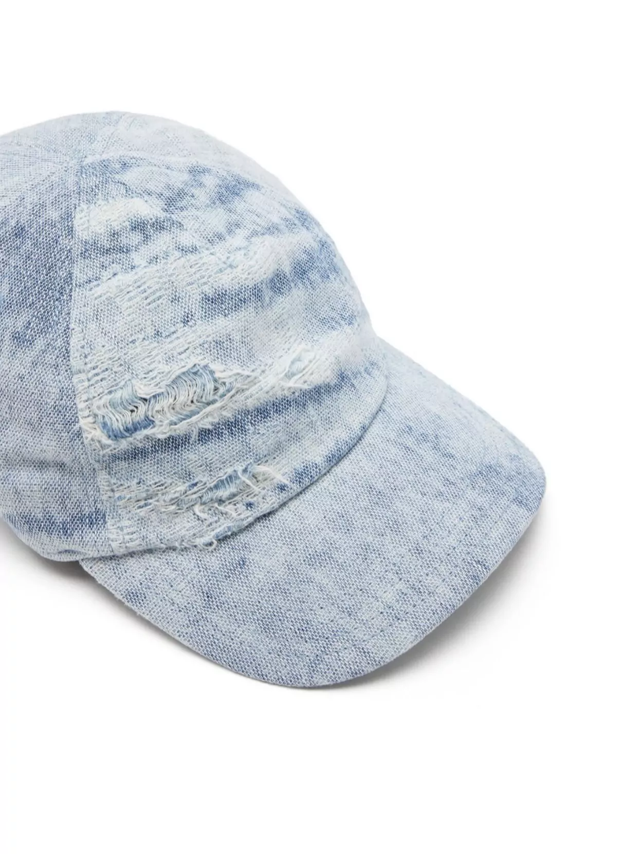 Diesel Curved Brim Denim Cap With Distressed Look