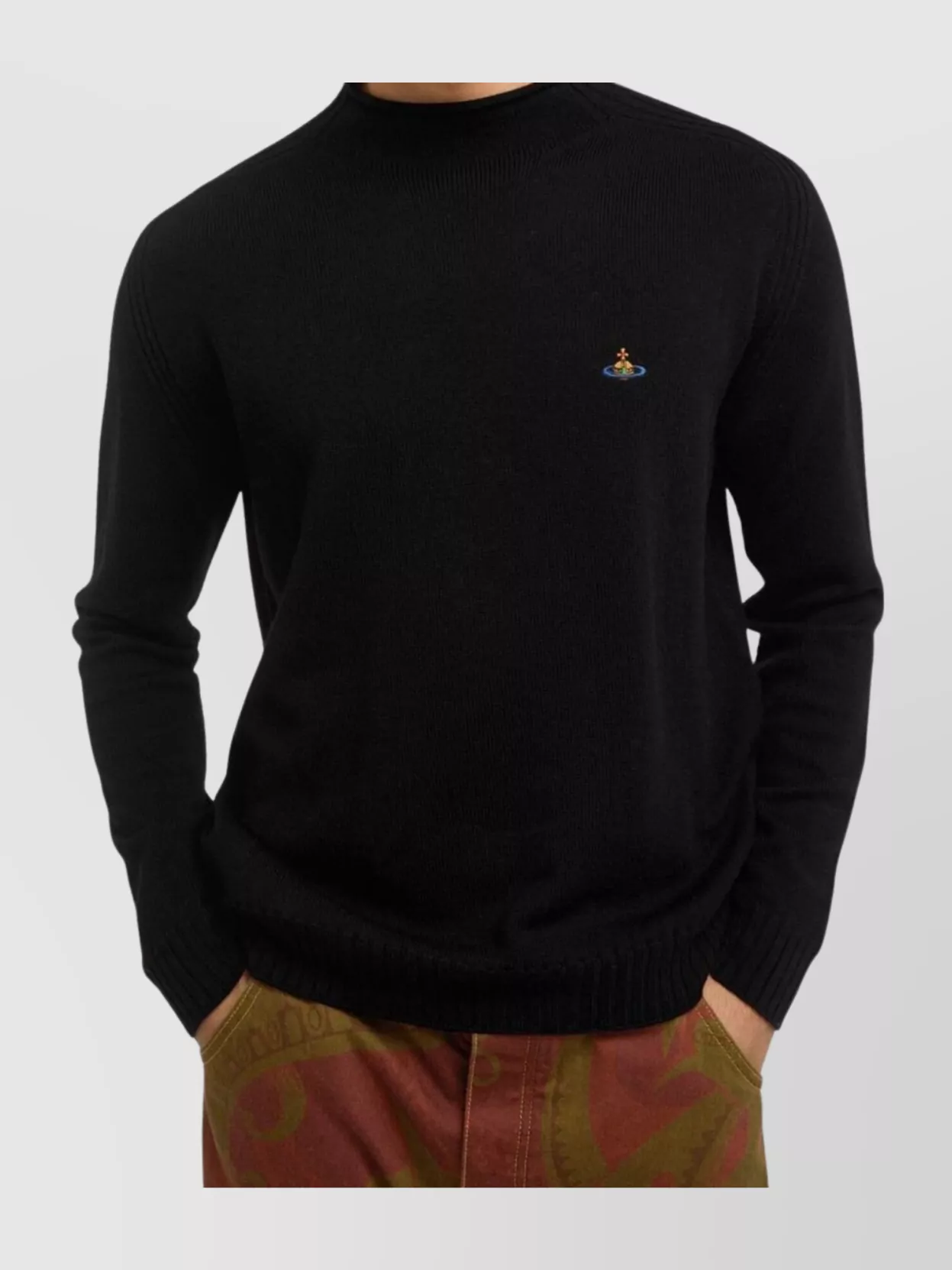 Vivienne Westwood Long Sleeve Mock Neck Knit Sweater In Black