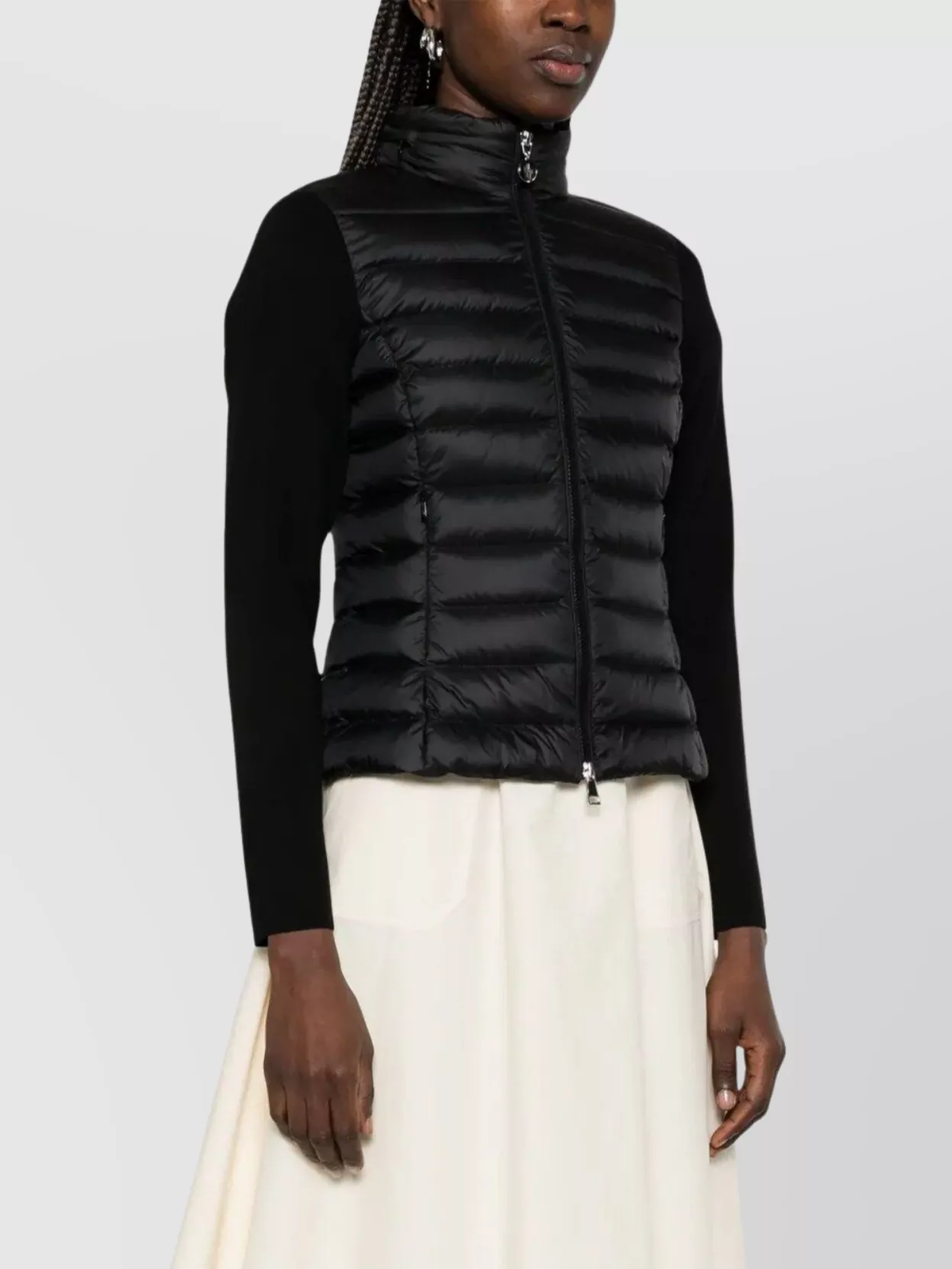 Moncler Wool Padded Zip-Up Cardigan