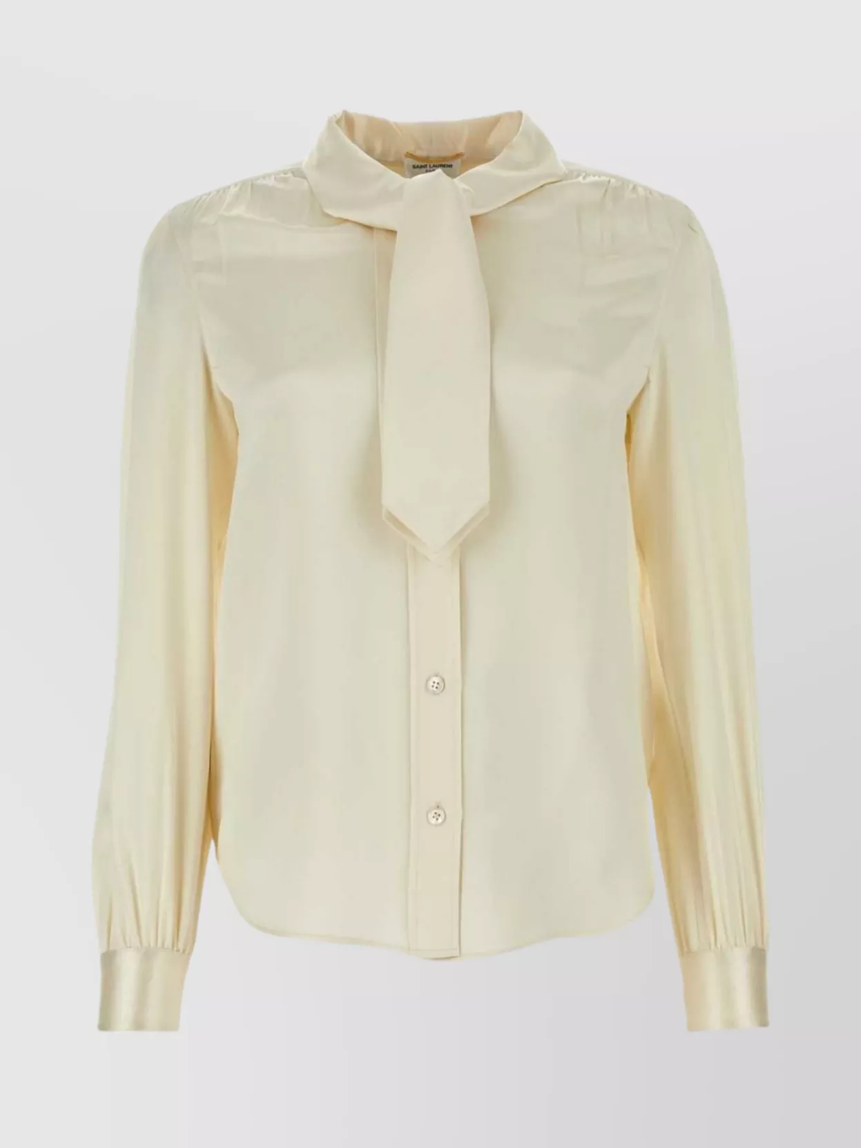 Shop Saint Laurent Bow Collar Silk Blouse