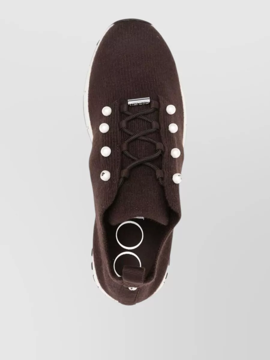 Jimmy Choo Pearl Embellished Knit Low-Top Sneakers