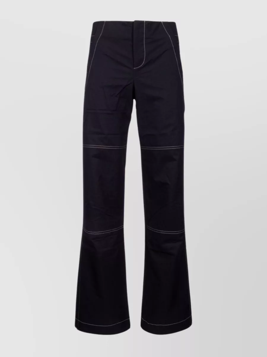 Shop Yuzefi Wide-leg Trousers With High Waist And Contrast Stitching In Black