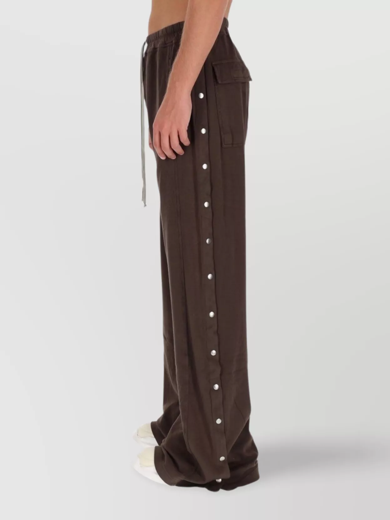 Rick Owens Drkshdw Wide Leg Trousers Side Buttons In Brown