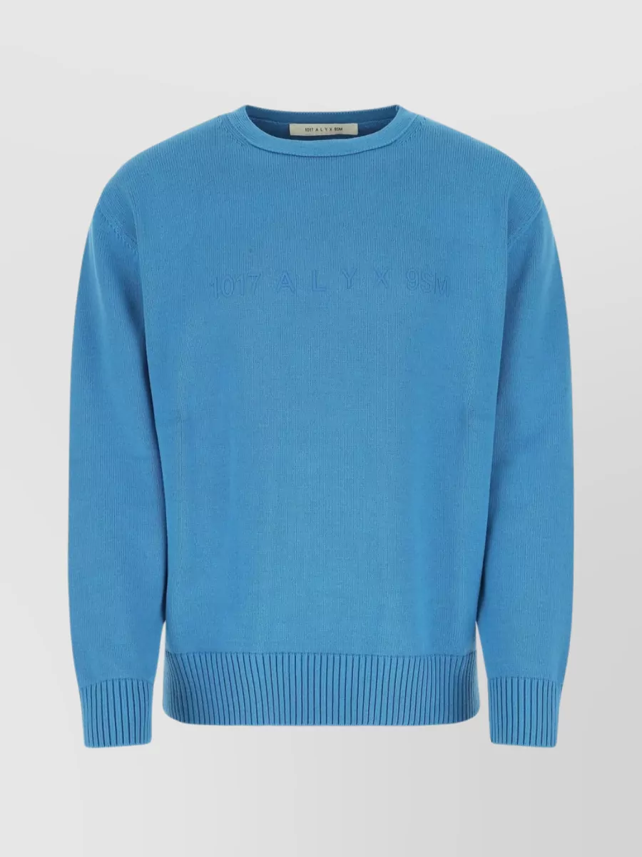 Shop Alyx Cotton Crewneck With Ribbed Hem And Cuffs In Blue