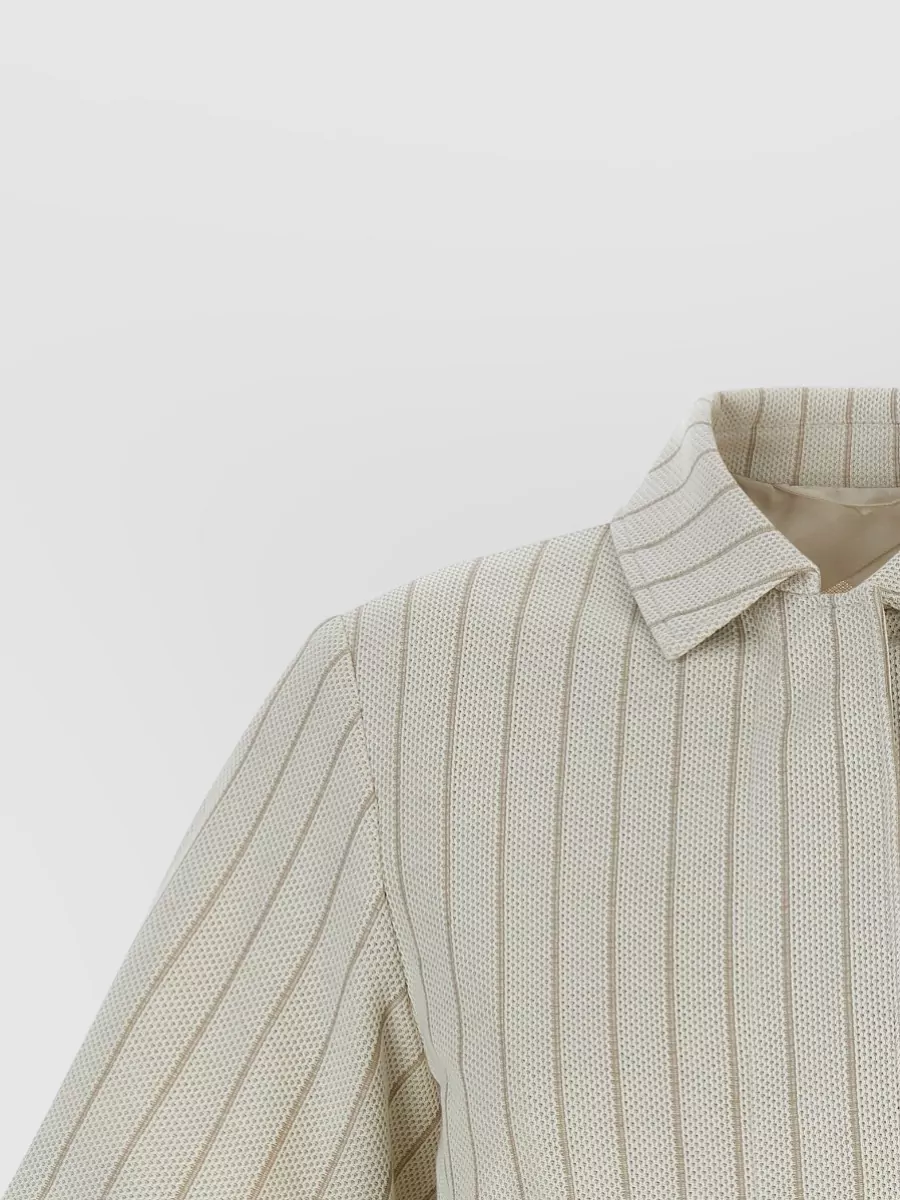 Max Mara Pinstripe Short-Sleeve Cotton Shirt Jacket