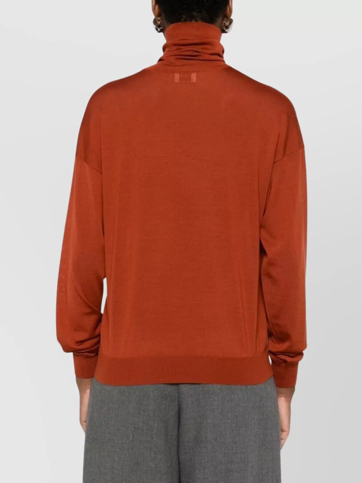 Saint Laurent Wool Turtleneck Sweater Long Sleeves In Brown
