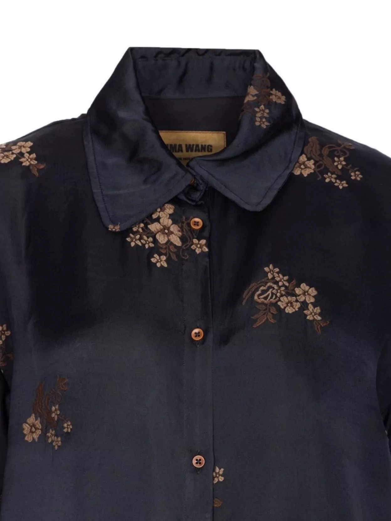 Uma Wang Floral Tie Front Long Sleeve Top