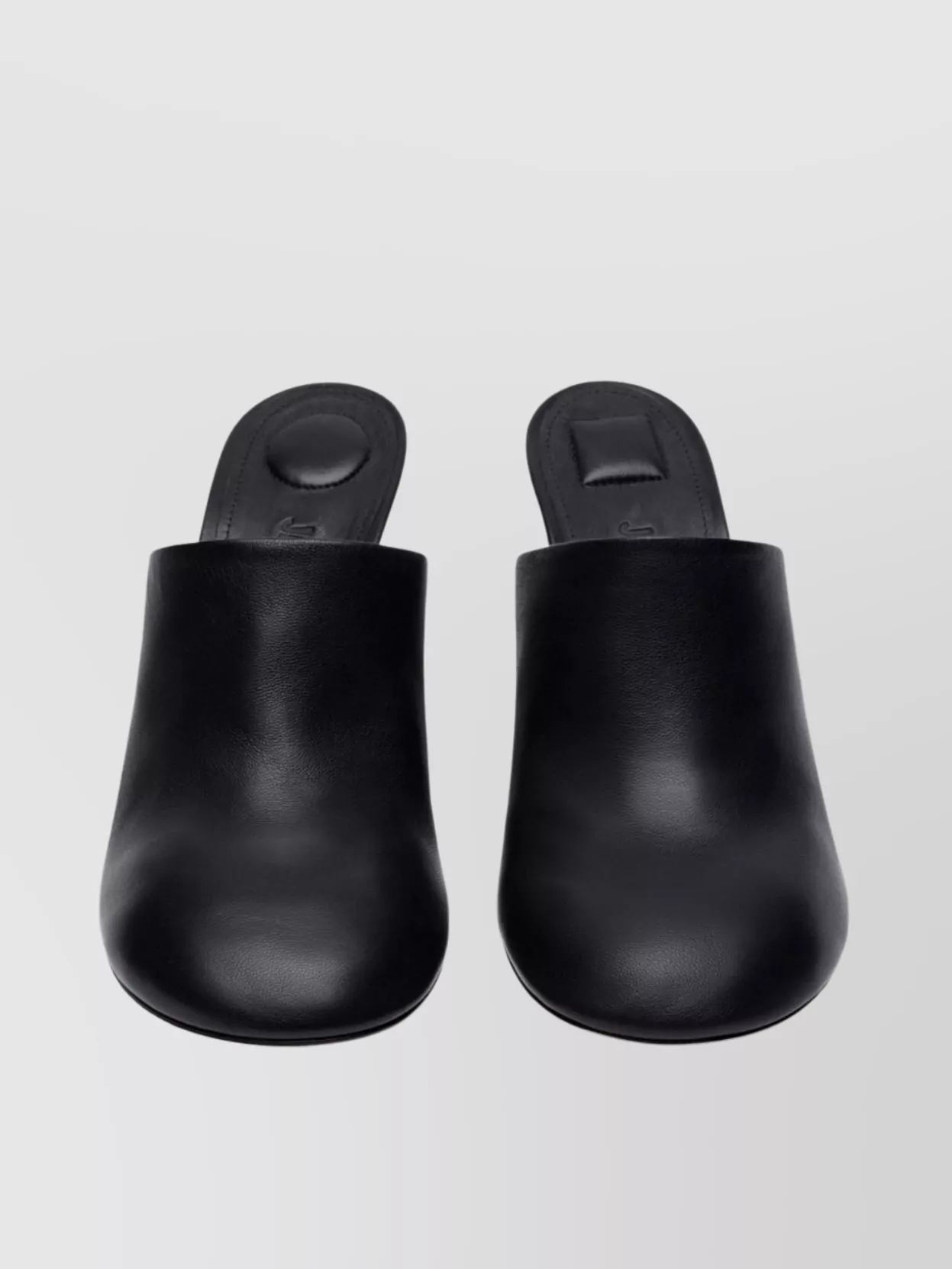 Jacquemus Round Toe Leather Mules With Unique Square Heel Design