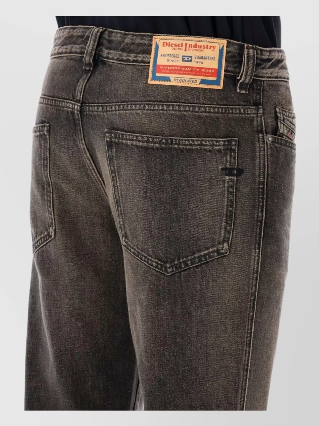 Diesel Patched Belt Loops Faded Five-pocket Trousers In Brown