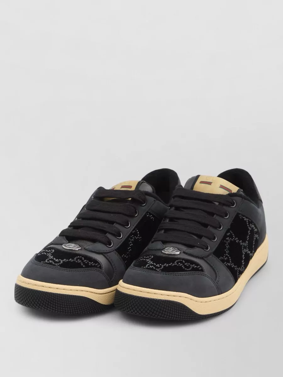 Gucci Screener Sneakers Gg Velvet Crystal Detail