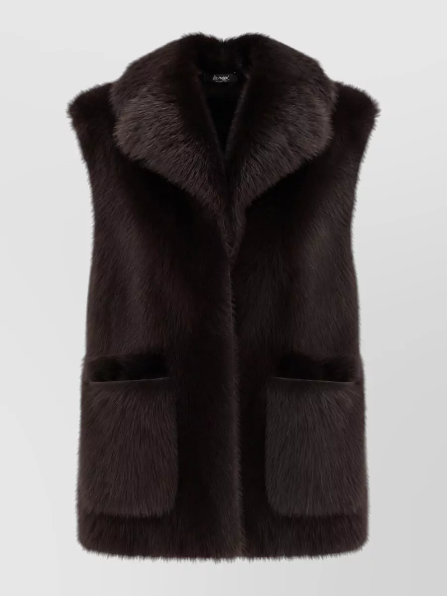 La Rose faux shearling long gilet