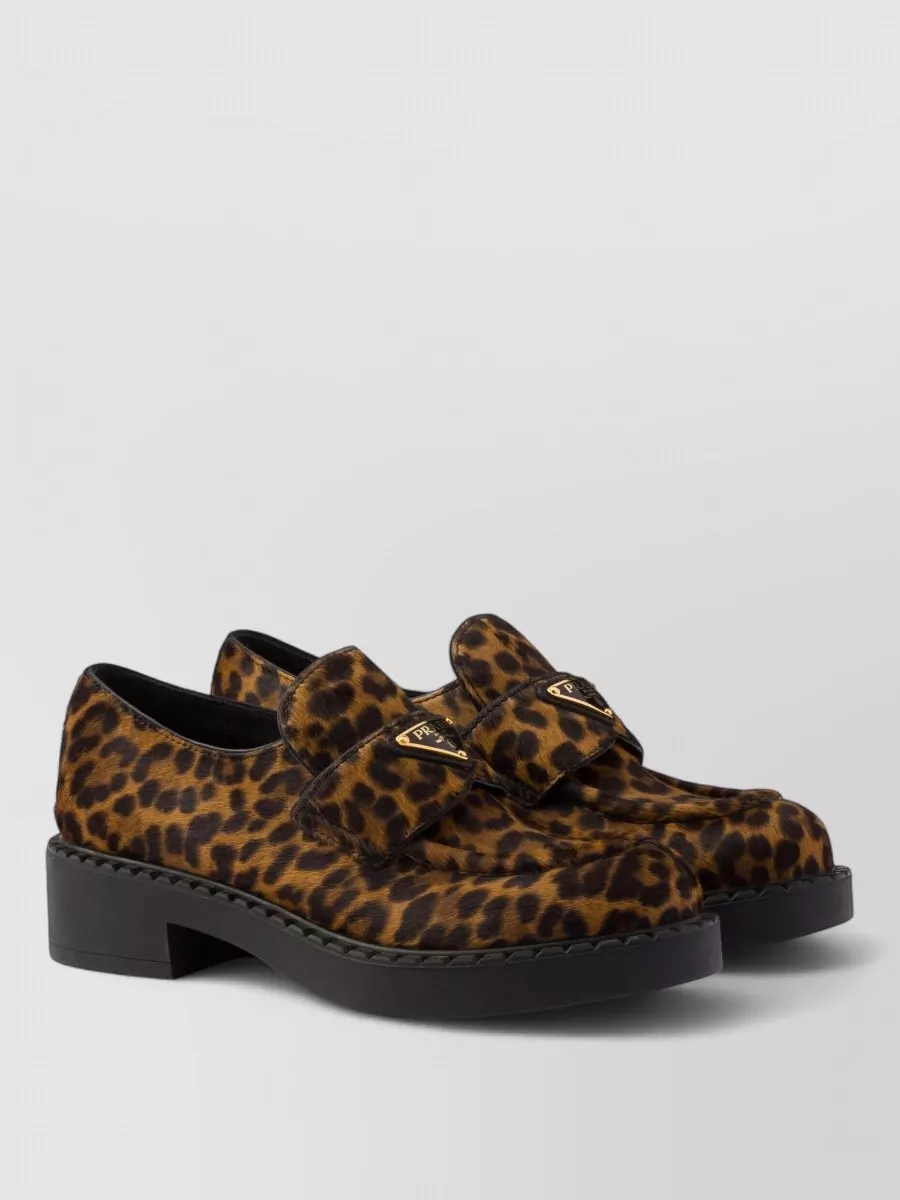 Prada Calf Hair Leopard Print 50Mm Loafers