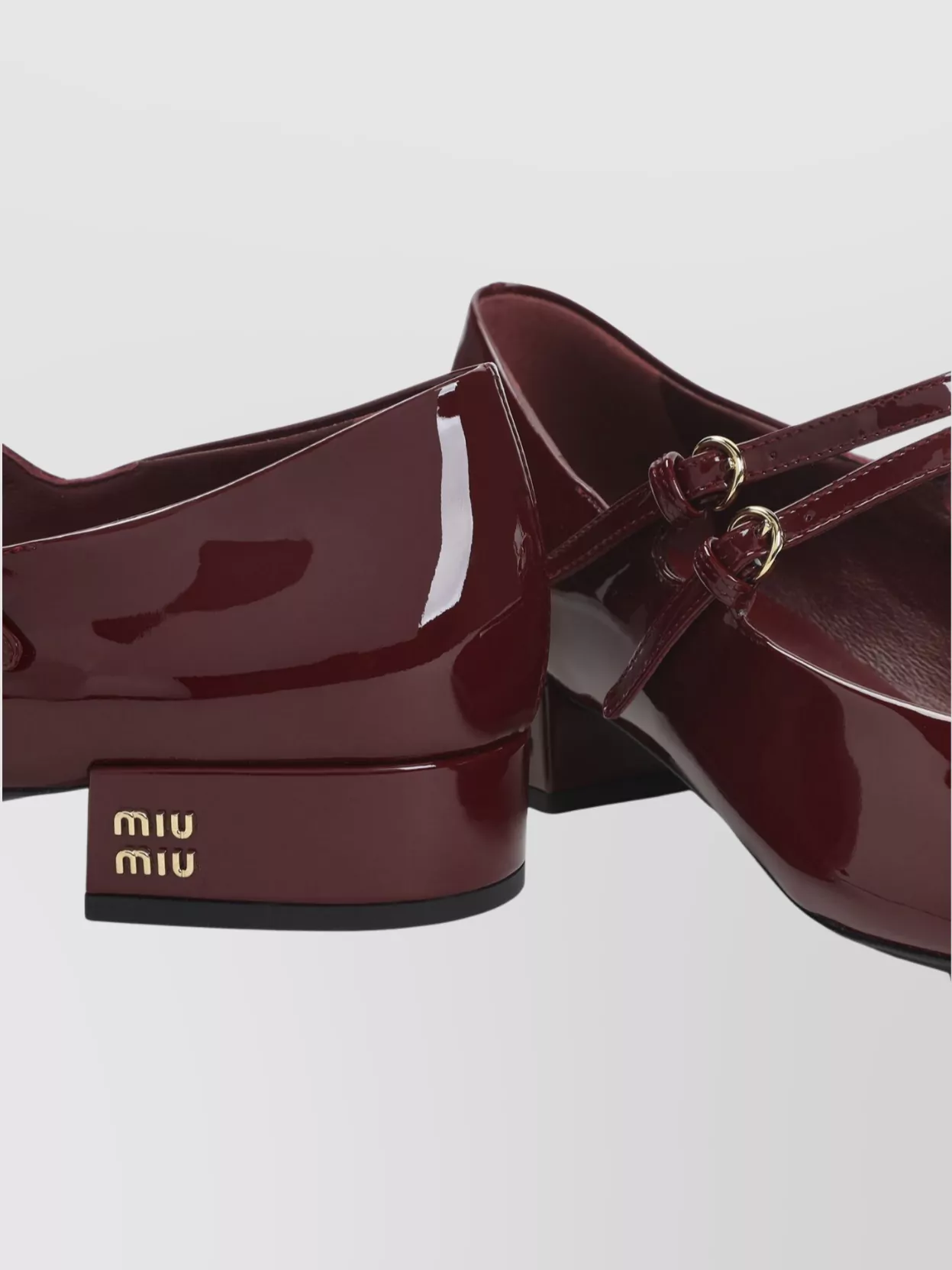 Miu Miu Block Heel Double Strap Patent Pumps