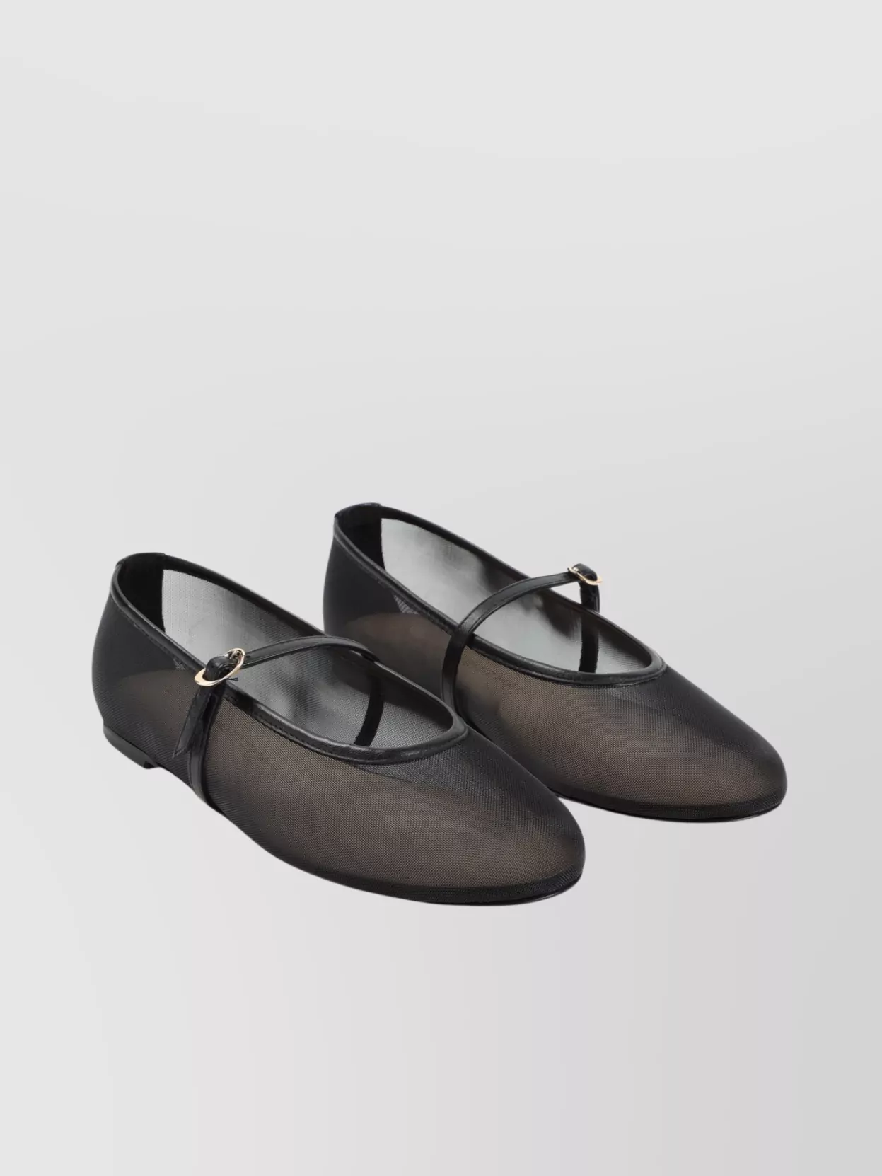 Stuart Weitzman Mesh Flat Sole Ballerinas With Leather Trim