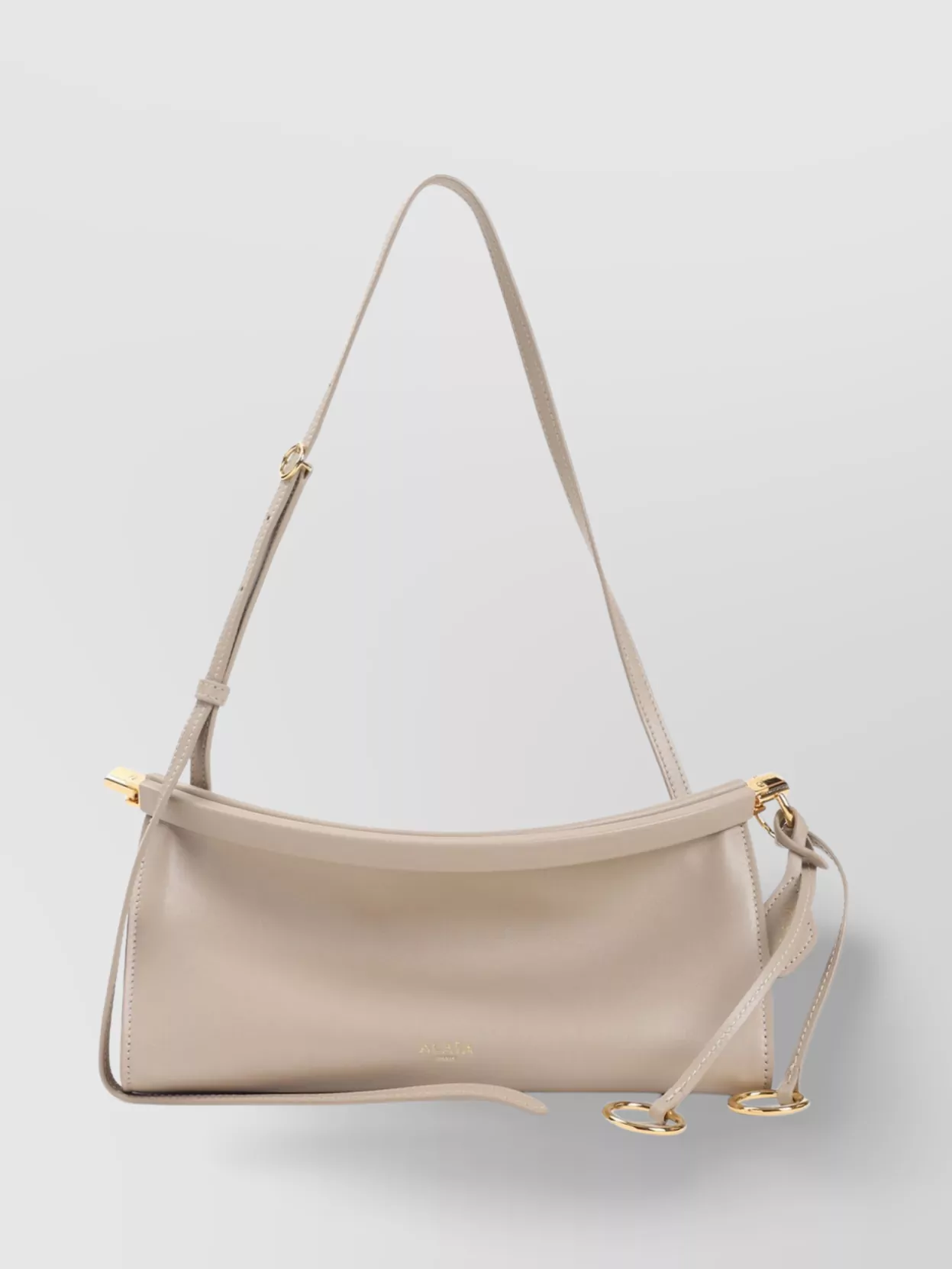 Alaïa East West Shoulder Bag In Grege Calf Leather In White